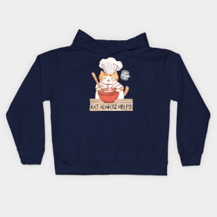 Cute cat chef cooking baking mixing bowl culinary bad kitty Kids Hoodie